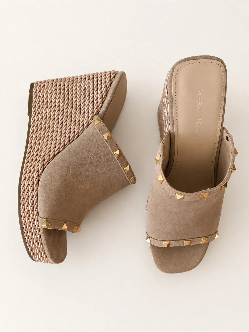 Marc Fisher • Zyme Studded Suede Espadrille Wedges • Size 10